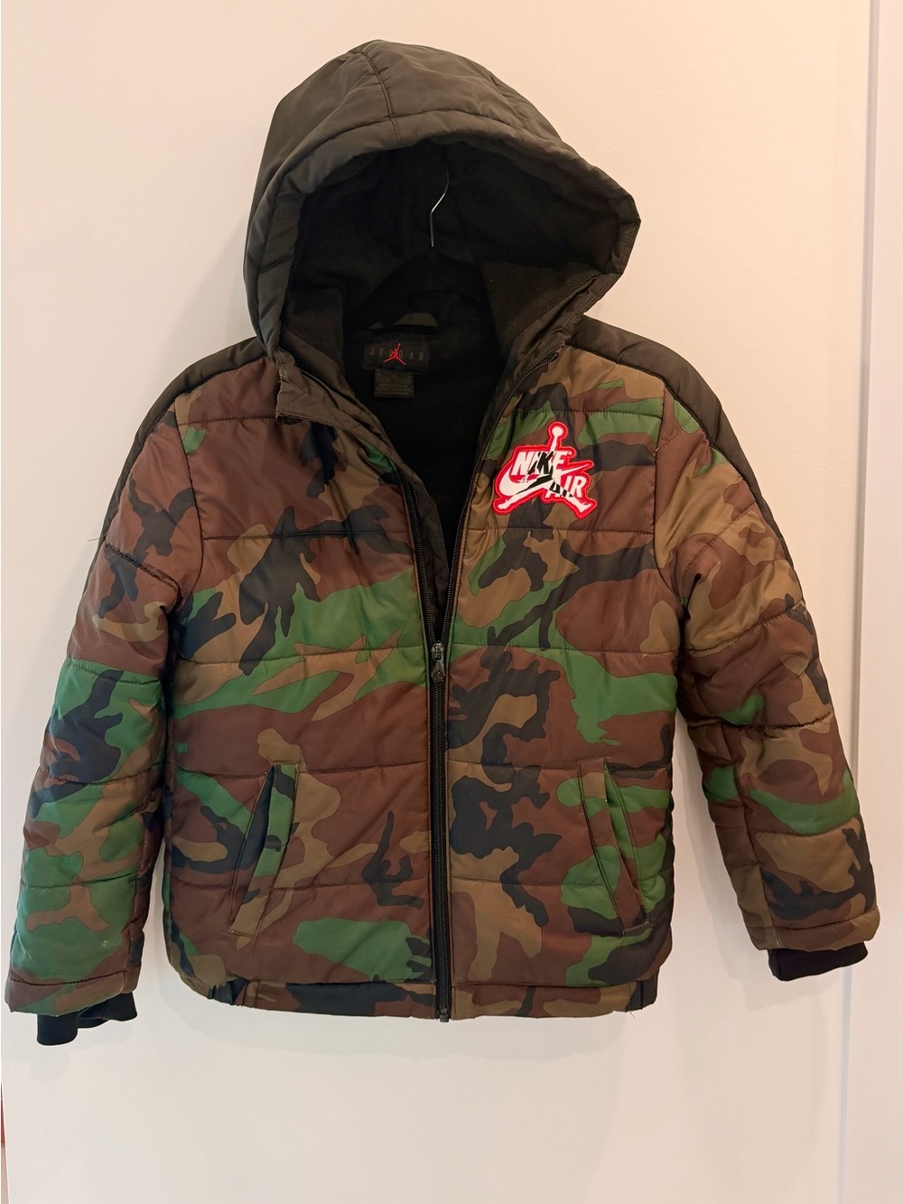 Jordan Brand Boys Warm Camo Hooded Puffer Jacket Camouflage Nike Air M 10-12